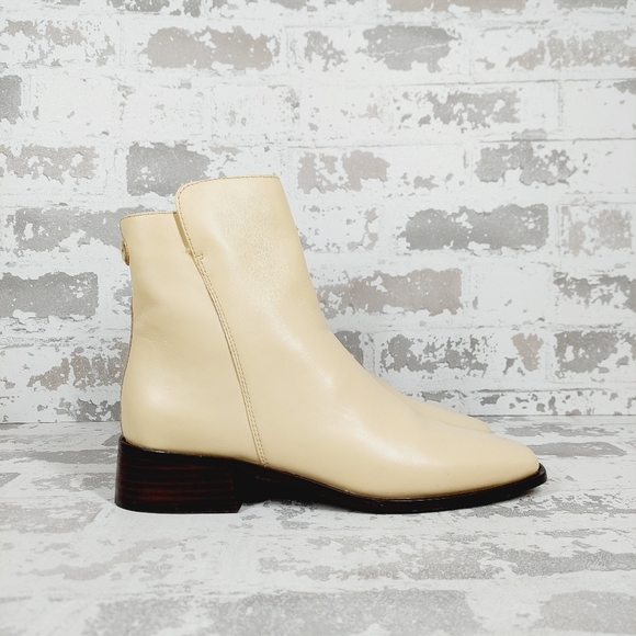 NEW Sam Edelman Women's Thatcher Ivory Leather Ankle Boots i257 - Picture 5 of 10